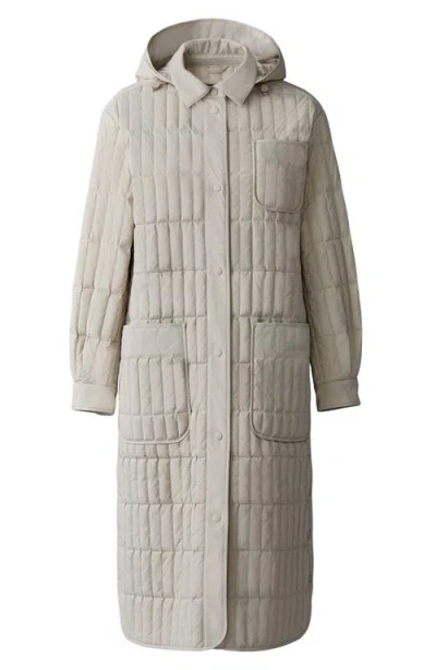 Mackage Tadoka Down & Feather Long Hooded Coat In Gray