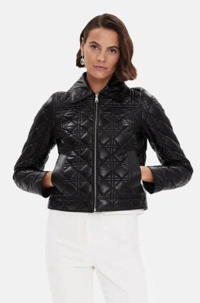 Furniq Uk Chloe Quilted Leather Jacket In Black