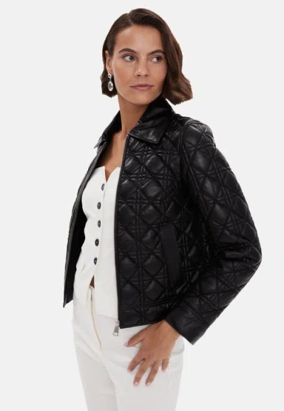 Furniq Uk Chloe Quilted Leather Jacket In Black