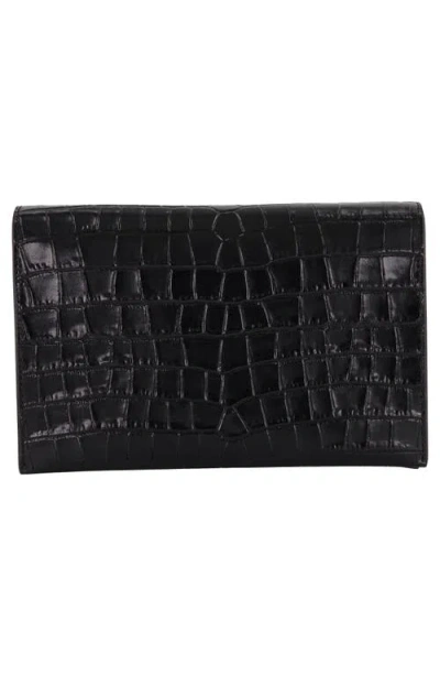 Vince Croc Embossed Leather Clutch In Black