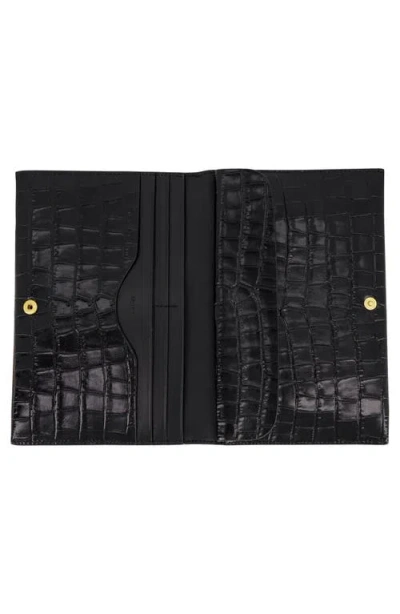 Vince Croc Embossed Leather Clutch In Black