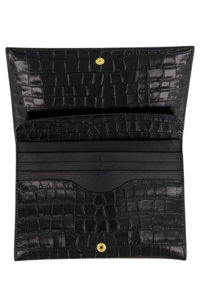 Vince Croc Embossed Leather Clutch In Black