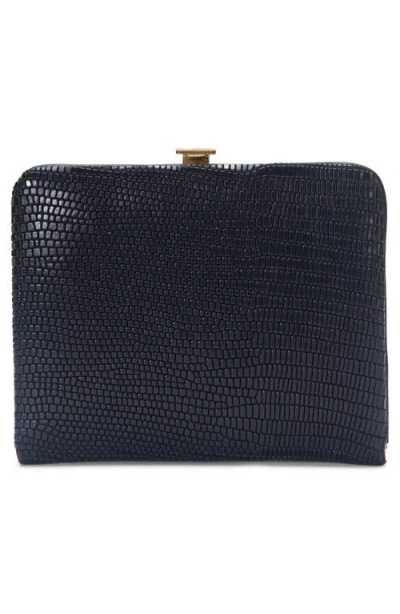 Vince Lizard Embossed Leather Frame Wallet In Black