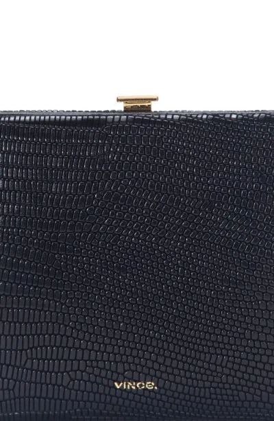 Vince Lizard Embossed Leather Frame Wallet In Black