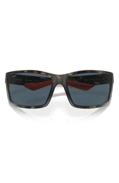 Costa Del Mar 64mm Mirrored Polarized Rectangular Sunglasses In Gray