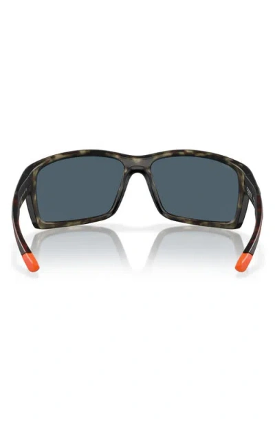 Costa Del Mar 64mm Mirrored Polarized Rectangular Sunglasses In Gray