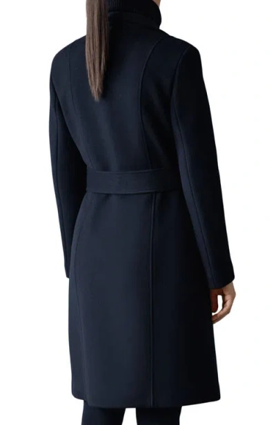Mackage Norita Belted Double Face Wool Coat With Wool Blend Bib In Black