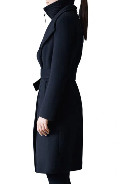 Mackage Norita Belted Double Face Wool Coat With Wool Blend Bib In Black