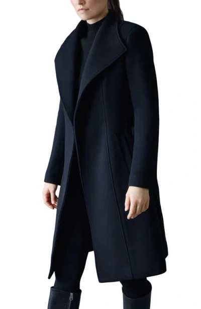 Mackage Norita Belted Double Face Wool Coat With Wool Blend Bib In Black