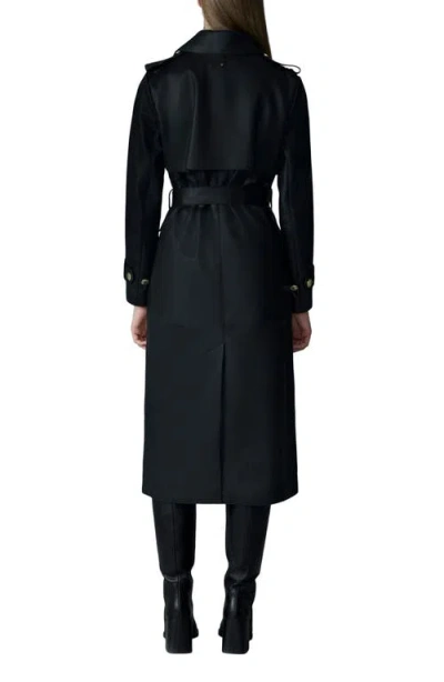 Mackage Gael-v Double Breasted Lambskin Leather Trench Coat In Black