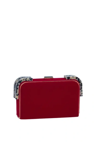 Larallan Liz Velvet Clutch W/strap In Red
