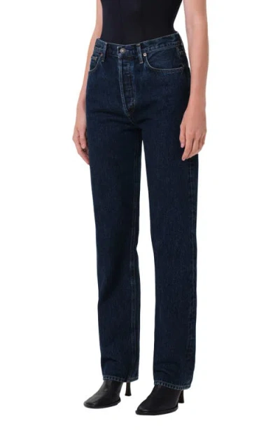 Agolde Harper Mid Rise Relaxed Straight Jeans In Reissue In Blue