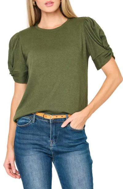 Gibsonlook Twist Puff Sleeve Luxe T-shirt In Green