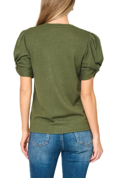 Gibsonlook Twist Puff Sleeve Luxe T-shirt In Green