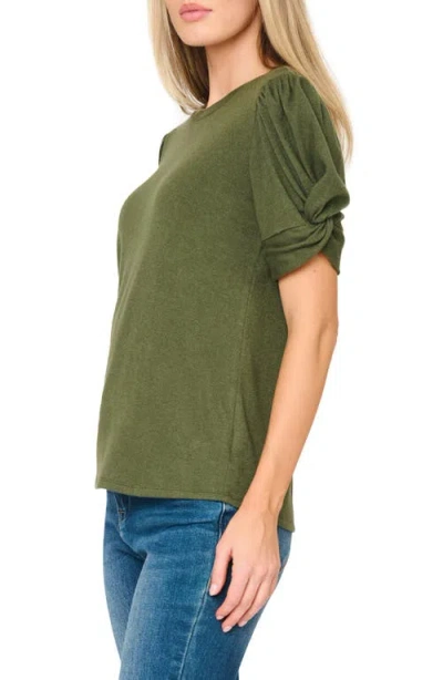 Gibsonlook Twist Puff Sleeve Luxe T-shirt In Green
