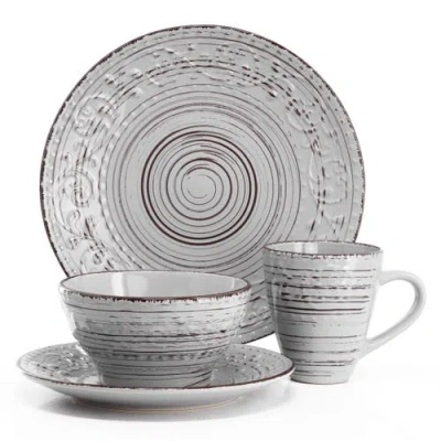 Elama Malibu Calcite 16-piece Dinnerware Set In Gray
