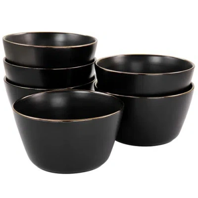 Elama Paul 6 Piece Stoneware Bowl Set In Black