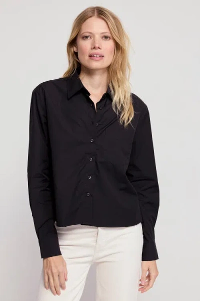 The Shirt By Rochelle Behrens The Long Sleeve Boxy Crop Shirt In Black