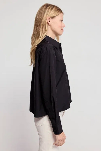 The Shirt By Rochelle Behrens The Long Sleeve Boxy Crop Shirt In Black