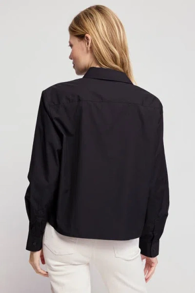The Shirt By Rochelle Behrens The Long Sleeve Boxy Crop Shirt In Black