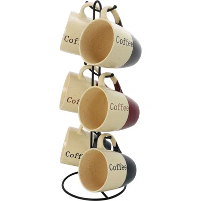 Elama Coffee House 6-piece 12 Oz. Mug Set With Stand In Multi