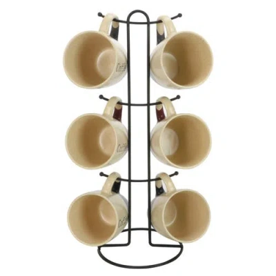 Elama Coffee House 6-piece 12 Oz. Mug Set With Stand In Multi