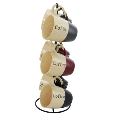 Elama Coffee House 6-piece 12 Oz. Mug Set With Stand In Multi