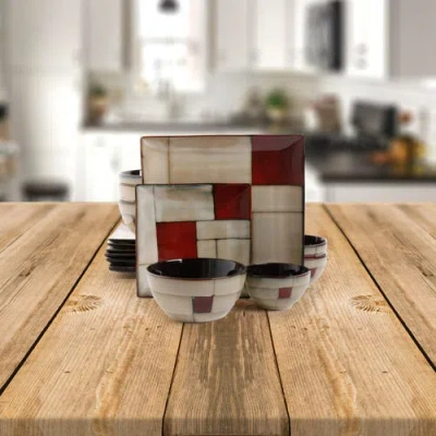 Gibson Azeal 16 Piece Double Bowl Dinnerware Set In Multi