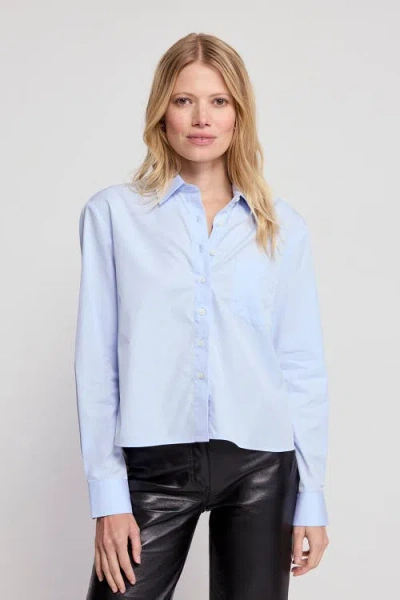 The Shirt By Rochelle Behrens The Long Sleeve Boxy Crop Shirt In Blue