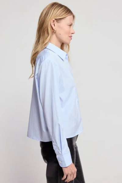 The Shirt By Rochelle Behrens The Long Sleeve Boxy Crop Shirt In Blue