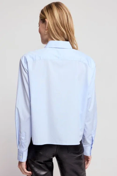 The Shirt By Rochelle Behrens The Long Sleeve Boxy Crop Shirt In Blue