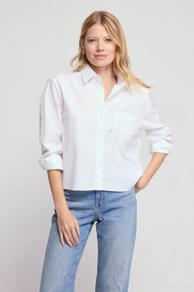 The Shirt By Rochelle Behrens The Long Sleeve Boxy Crop Shirt In White