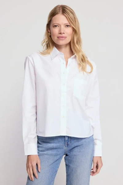 The Shirt By Rochelle Behrens The Long Sleeve Boxy Crop Shirt In White