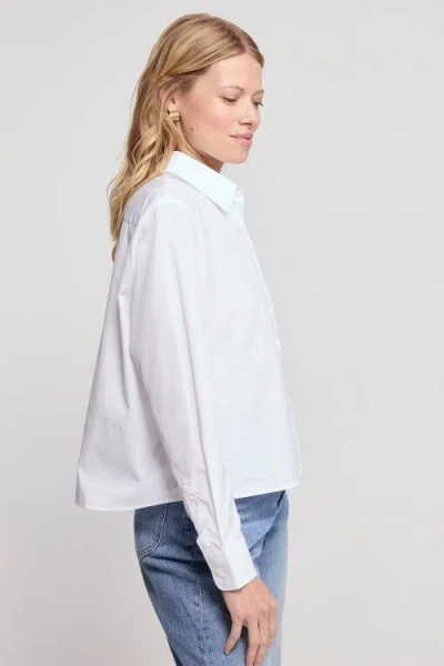 The Shirt By Rochelle Behrens The Long Sleeve Boxy Crop Shirt In White