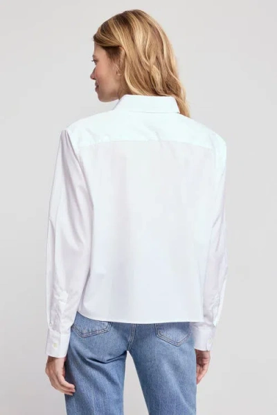 The Shirt By Rochelle Behrens The Long Sleeve Boxy Crop Shirt In White