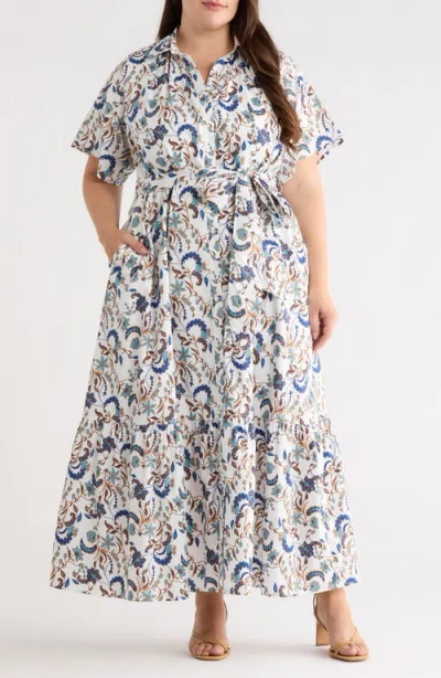Sugarlips Ralston Floral Cotton Maxi Shirtdress In Multi