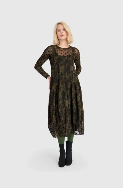 Alembika Bramble Mesh Cocoon Dress In Green