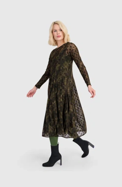 Alembika Bramble Mesh Cocoon Dress In Green