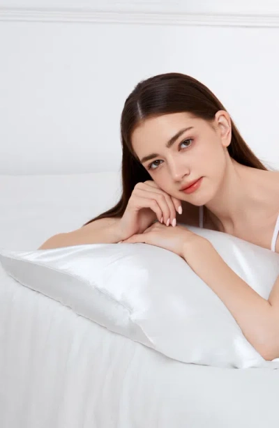 Luce Beauty Silky Satin Pillow Case 2 Pieces In White