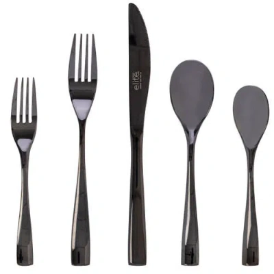 Gibson Elite Holland Road 20 Piece Black Stainless Steel Flatware Set In Black