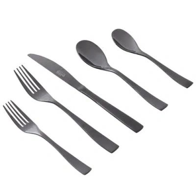 Gibson Elite Holland Road 20 Piece Black Stainless Steel Flatware Set In Black
