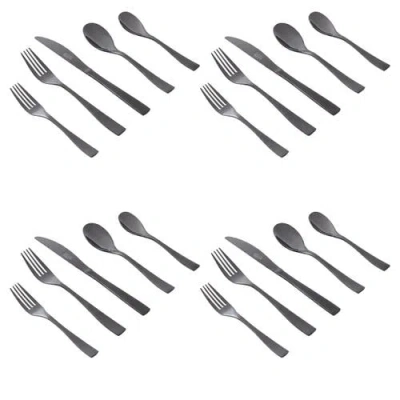 Gibson Elite Holland Road 20 Piece Black Stainless Steel Flatware Set In Black