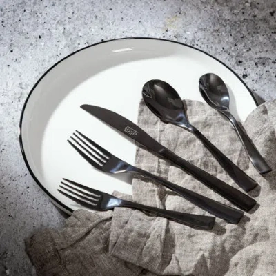 Gibson Elite Holland Road 20 Piece Black Stainless Steel Flatware Set In Black