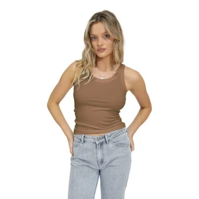 Belle & Bloom Last Time Ribbed Tank Top In Brown