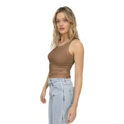 Belle & Bloom Last Time Ribbed Tank Top In Brown