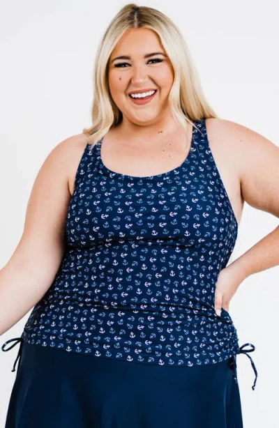 Calypsa Maya Tankini Swim Top With Built-in Bra In Blue