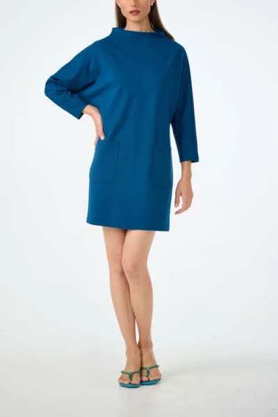 Trina Turk Caracas High Neck Ponte Dress In Blue