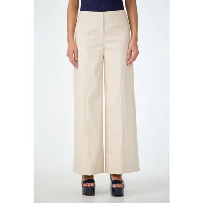 Trina Turk Parque Faux Leather Wide Leg Pant In Neutral