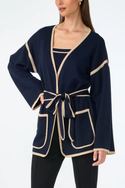 Trina Turk Wright Belted Flare Sleeve Cardigan In Black
