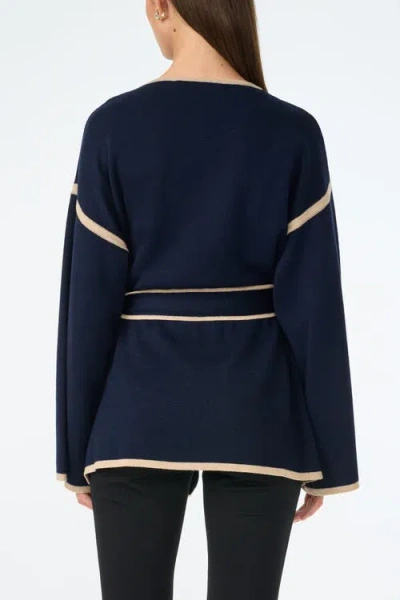 Trina Turk Wright Belted Flare Sleeve Cardigan In Black